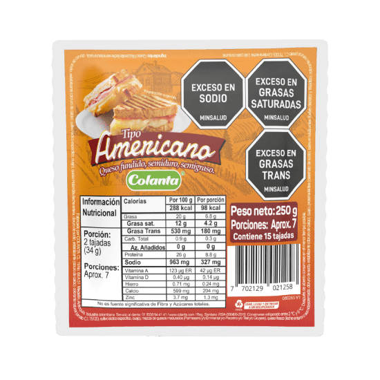 QUESO FUNDIDO AMERICANO TAJADO 250G