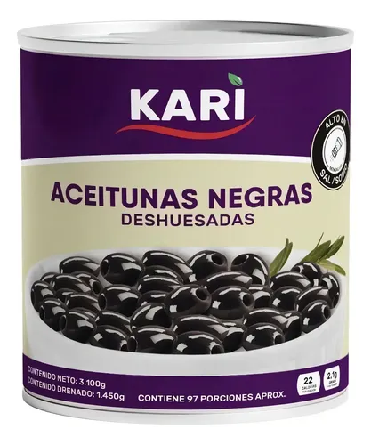 ACEITUNA NEGRA DESHUESADA KARI 3100GR