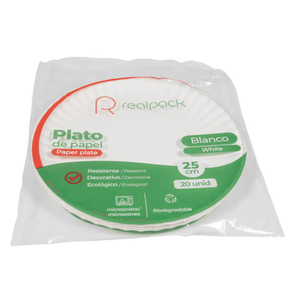 PLATO DE PAPEL GDE BC 25 CM X 20 UNID